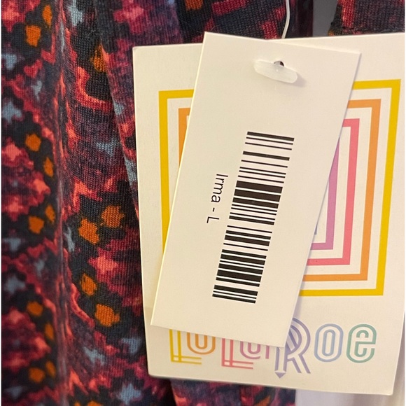 NWT LuLaRoe IRMA MULTI-COLOR SHORT SLEEVE HI-LOW TUNIC. Size L. - Picture 6 of 6